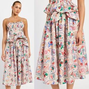 En Saison Nayeli printed midi skirt